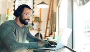 Man working remotely as an subcontracted employee.